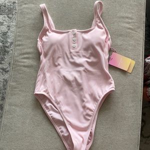 Pink ribbed Stoney clover x target swim suit. Size small